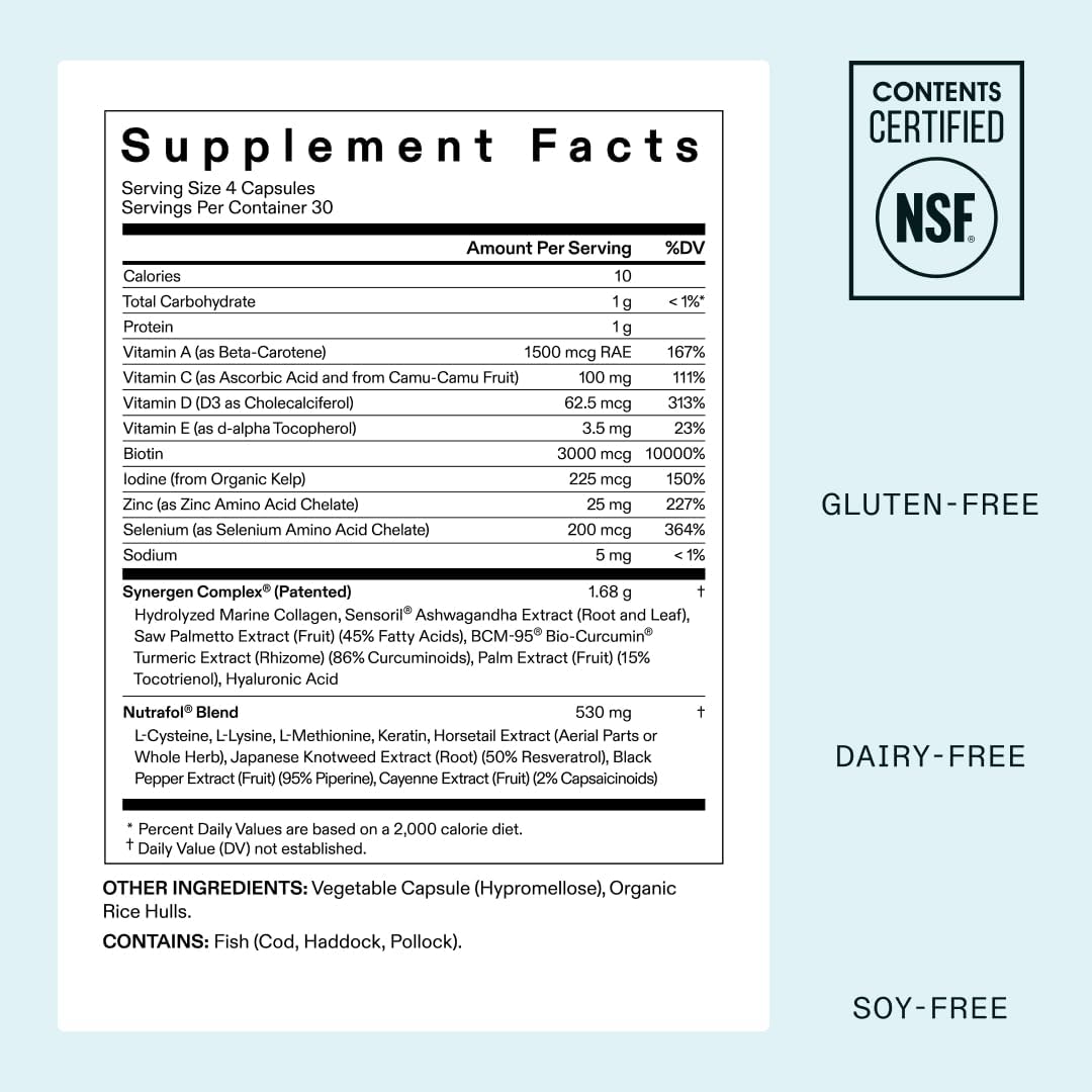 Nutrafol Women's Hair Growth Supplements, Clinically Proven for Visibly Thicker and Stronger Hair, Dermatologist Recommended - 1 Month Supply