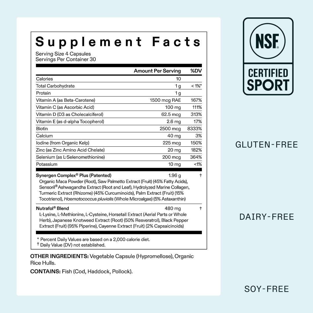 Nutrafol Women's Balance Hair Growth Supplements, Ages 45 and Up, Clinically Proven for Visibly Thicker Hair and Scalp Coverage, Dermatologist Recommended - 1 Month Supply